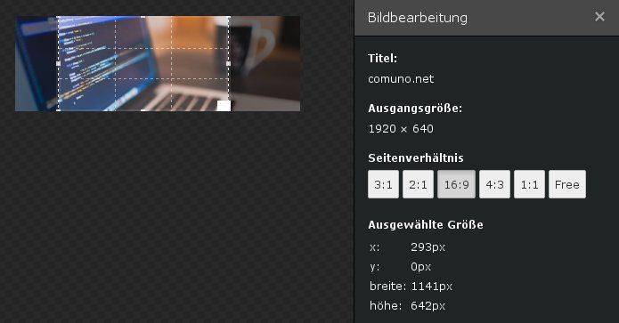Bildbearbeitung unter TYPO3 7.6 im Image Wizard